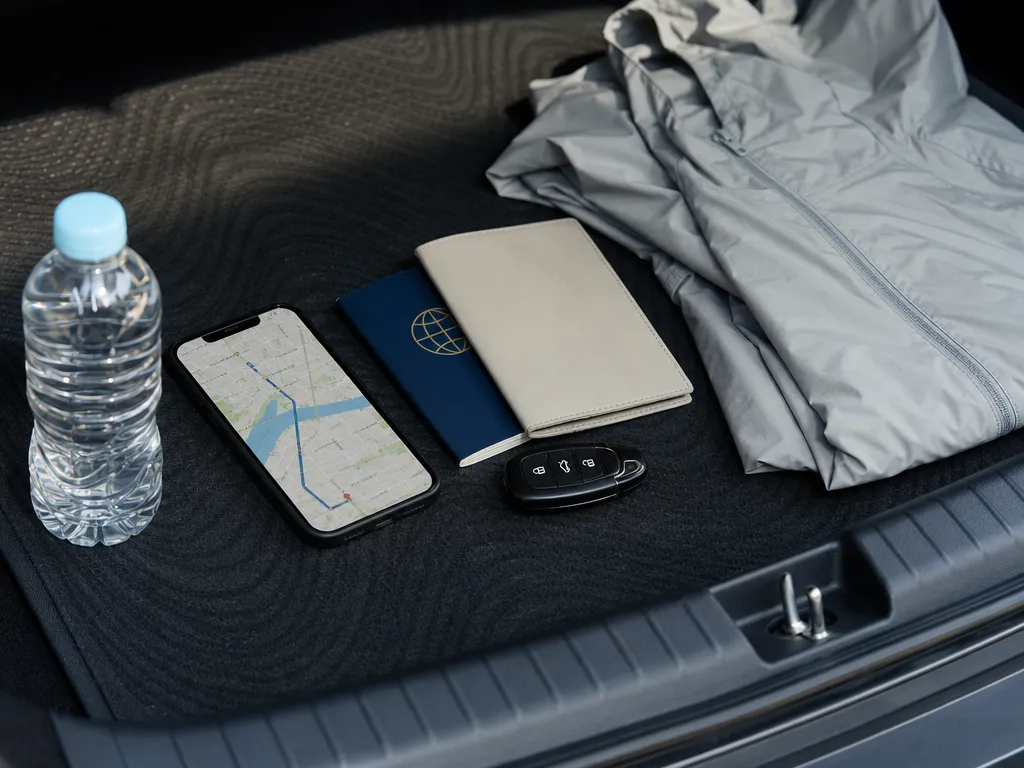 Documentos de viaje y llave de coche