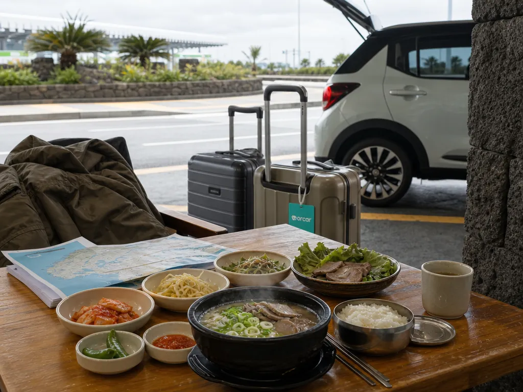 Comida y equipaje durante un viaje