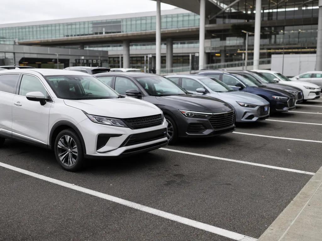 Cars parked in a row