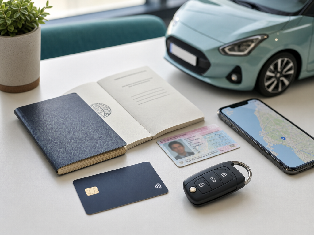 Jeju car rental for foreigners checklist with passport, IDP, credit card and car key