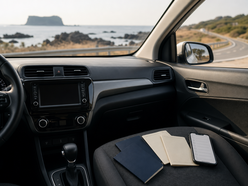 Jeju car rental additional driver checklist with passports and driving permits