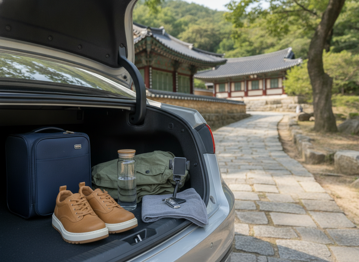 Kit de viaje con zapatos y llave de coche para conducir por Gyeongju